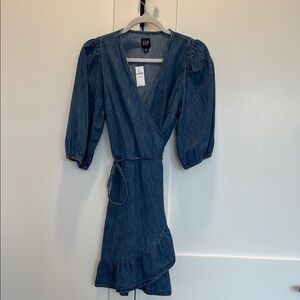 GAP Blue Denim Wrap Dress